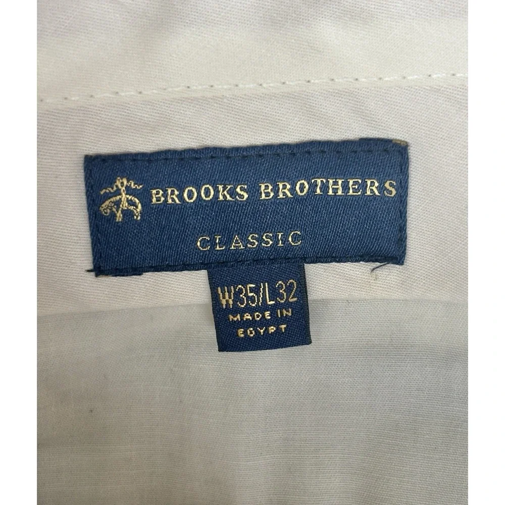 Brooks Brothers Classic Gray Wool Dress Pants‎ W35 L32 Mens Flat Front